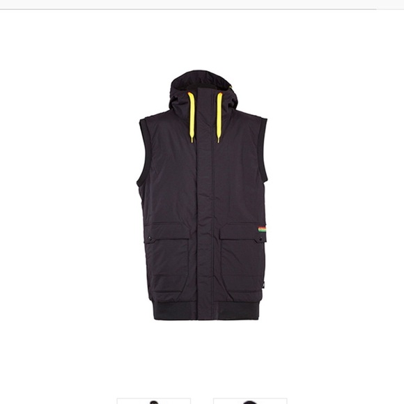 Men's Armanda M oversized long Black snowboard Vest Bob Marley vibes great cond - Picture 2 of 15